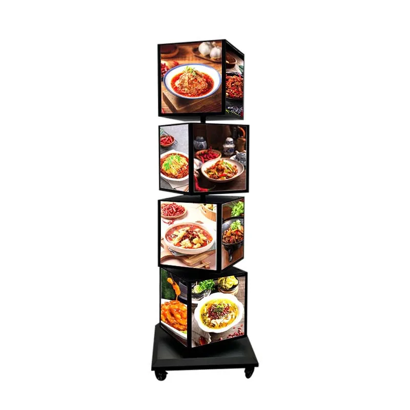 Vertical rotating light box, floor-to-ceiling LED luminous billboard, movable menu display board
Vertical rotating light box, floor-to-ceiling LED luminous billboard, movable menu display board