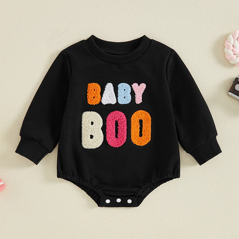 Suefunskry Baby Girl Boy Halloween Romper Letter Embroidery Round Neck Long Sleeve Casual Jumpsuit for Fall
Suefunskry Baby Girl Boy Halloween Romper Letter Embroidery Round Neck Long Sleeve Casual Jumpsuit for Fall