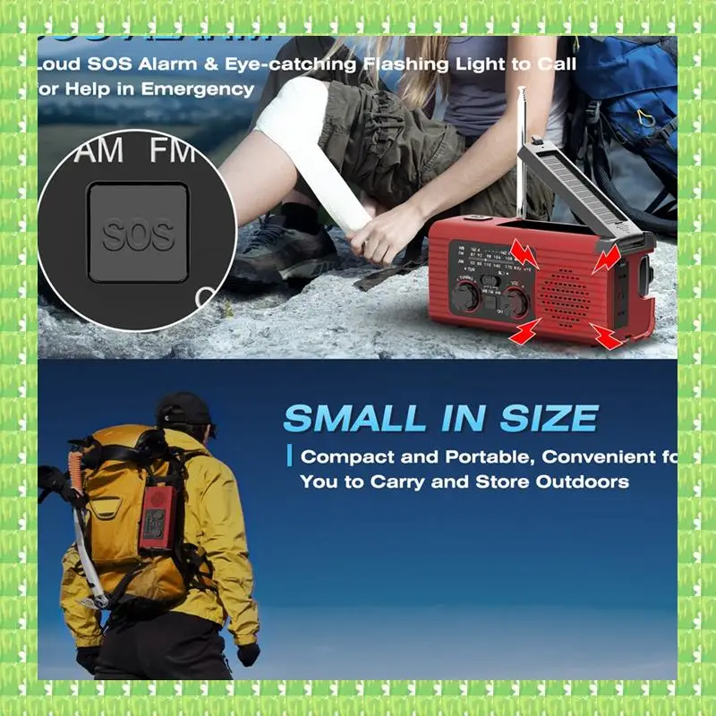 Emergency Weather Radio, 2000Mah Weather Alert Radio Solar Charging, Hand Crank & USB Charged, AM/FM Radio
Emergency Weather Radio, 2000Mah Weather Alert Radio Solar Charging, Hand Crank & USB Charged, AM/FM Radio
