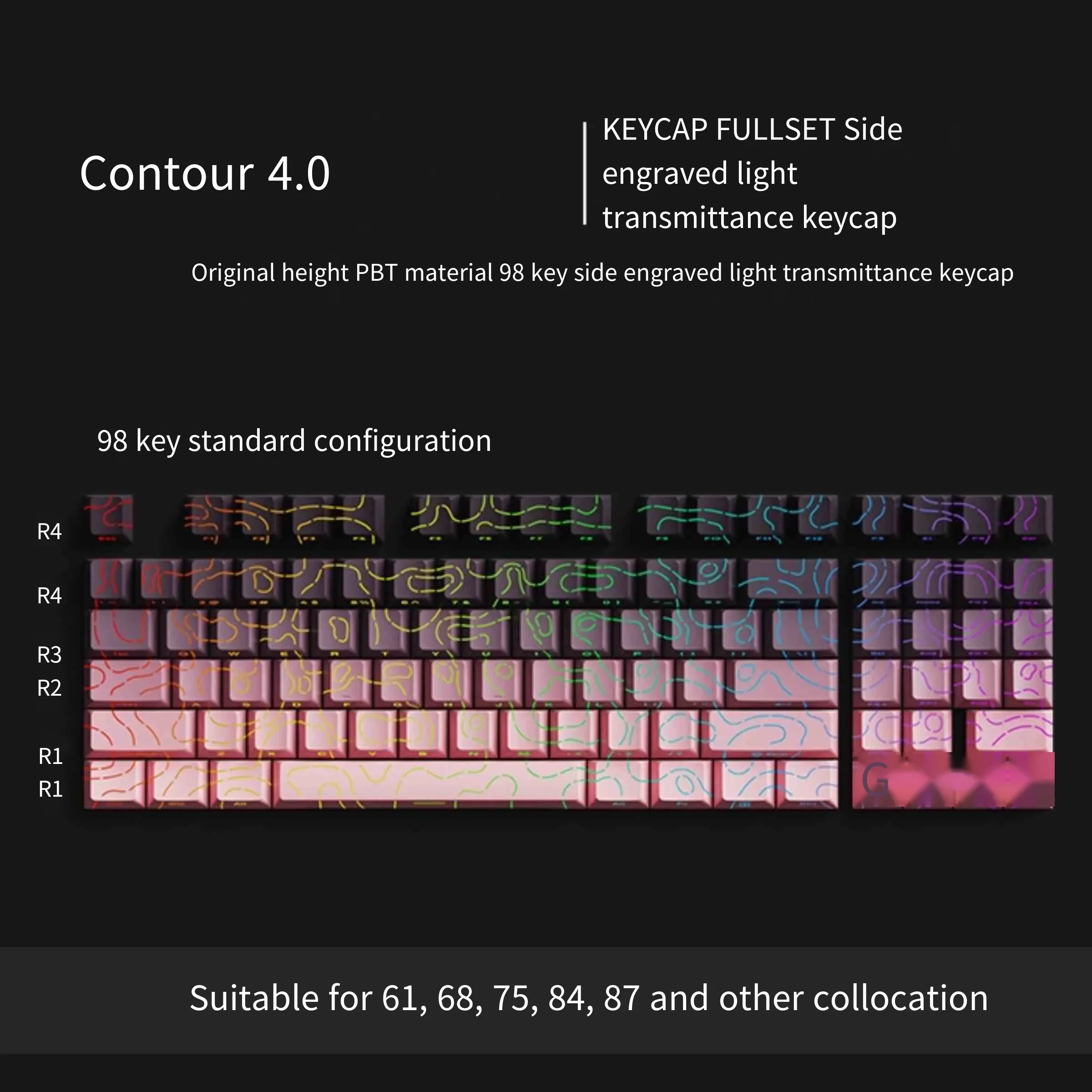 98 Key White Topographic 4.0 PBT Keycaps Double Shot Side Print Shine Through Backlit key caps For MX Gamer Mechanical Keyboard
98 Key White Topographic 4.0 PBT Keycaps Double Shot Side Print Shine Through Backlit key caps For MX Gamer Mechanical Keyboard