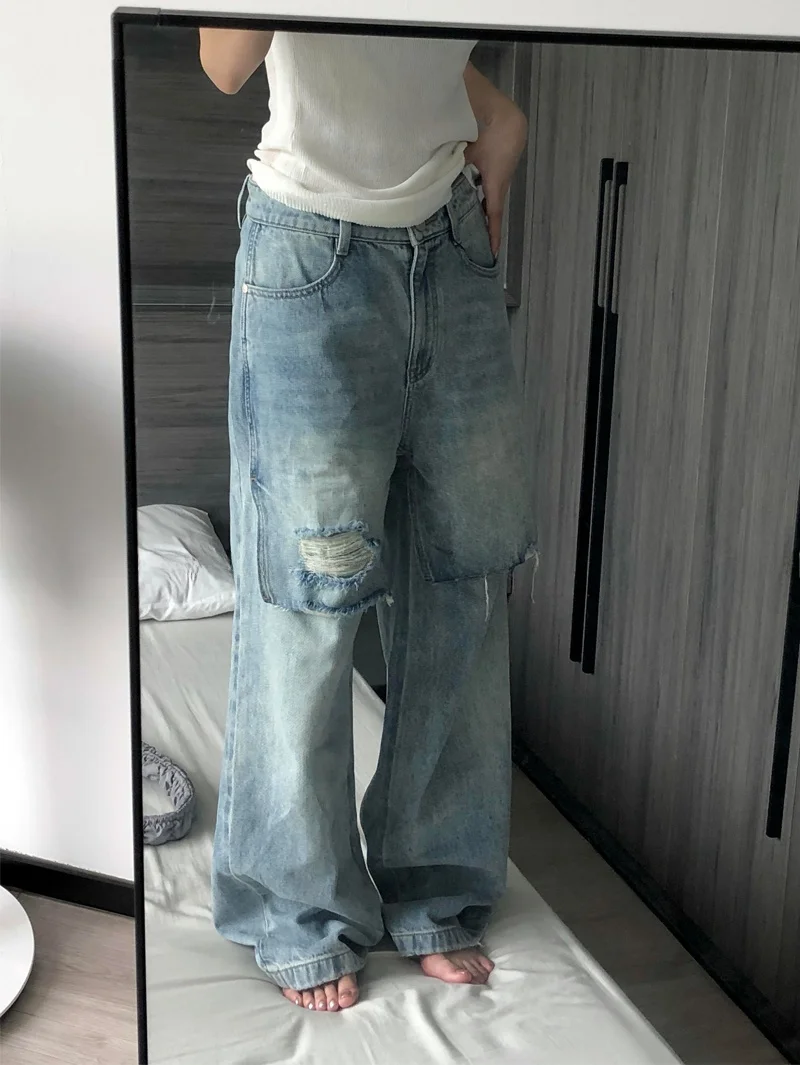 Women's Lazy Style Denim Jeans High Waist Straight Leg Long Pants Vintage Hole Design Summer Trendy Girls Casual Jeans
Women's Lazy Style Denim Jeans High Waist Straight Leg Long Pants Vintage Hole Design Summer Trendy Girls Casual Jeans