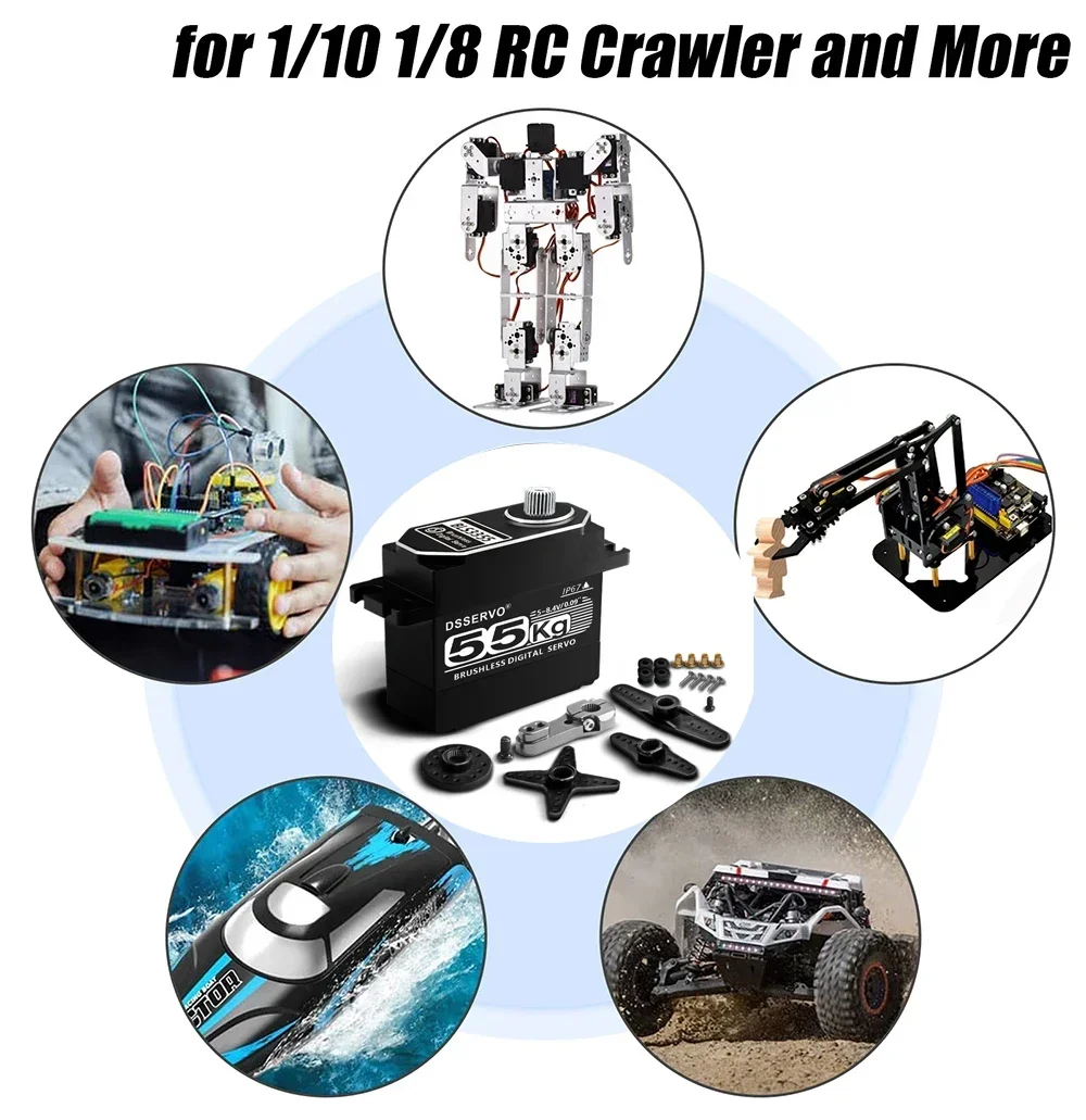 BLS3355 55kg Waterproof Digital Servo High Torque Brushless Motor Full Metal Gear for 1/8 1/10 RC Car Crawler Boat DIY
BLS3355 55kg Waterproof Digital Servo High Torque Brushless Motor Full Metal Gear for 1/8 1/10 RC Car Crawler Boat DIY