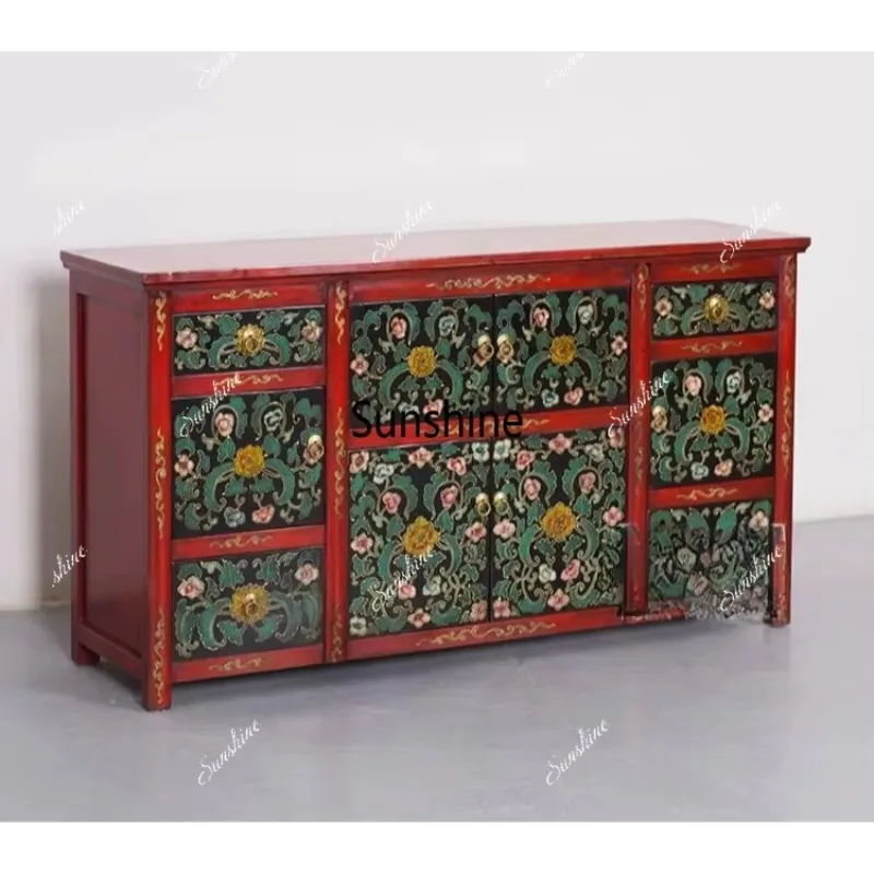 Chinese-style antique-style distressed sideboard and hand-painted Tibetan-style painted shoe cabinet
Chinese-style antique-style distressed sideboard and hand-painted Tibetan-style painted shoe cabinet
