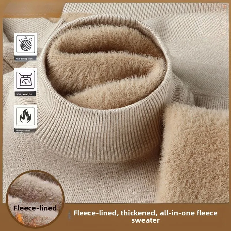 Men's fleece Knitted Sweater Half-high Collar Integrated Velvet Base Sweaters Outdoor Cold-proof Casual Heavyweight Pullover
Men's fleece Knitted Sweater Half-high Collar Integrated Velvet Base Sweaters Outdoor Cold-proof Casual Heavyweight Pullover