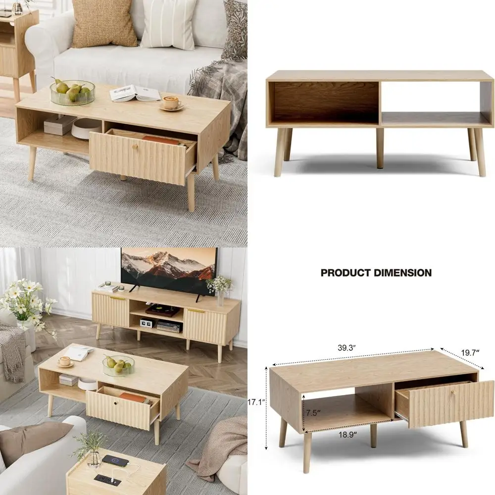 Storage Coffee Table, Bohemian Fluted Drawer Dining Table with Solid Wood Legs, Compact Coffee Tables for Living Spaces in Oak F
Storage Coffee Table, Bohemian Fluted Drawer Dining Table with Solid Wood Legs, Compact Coffee Tables for Living Spaces in Oak F