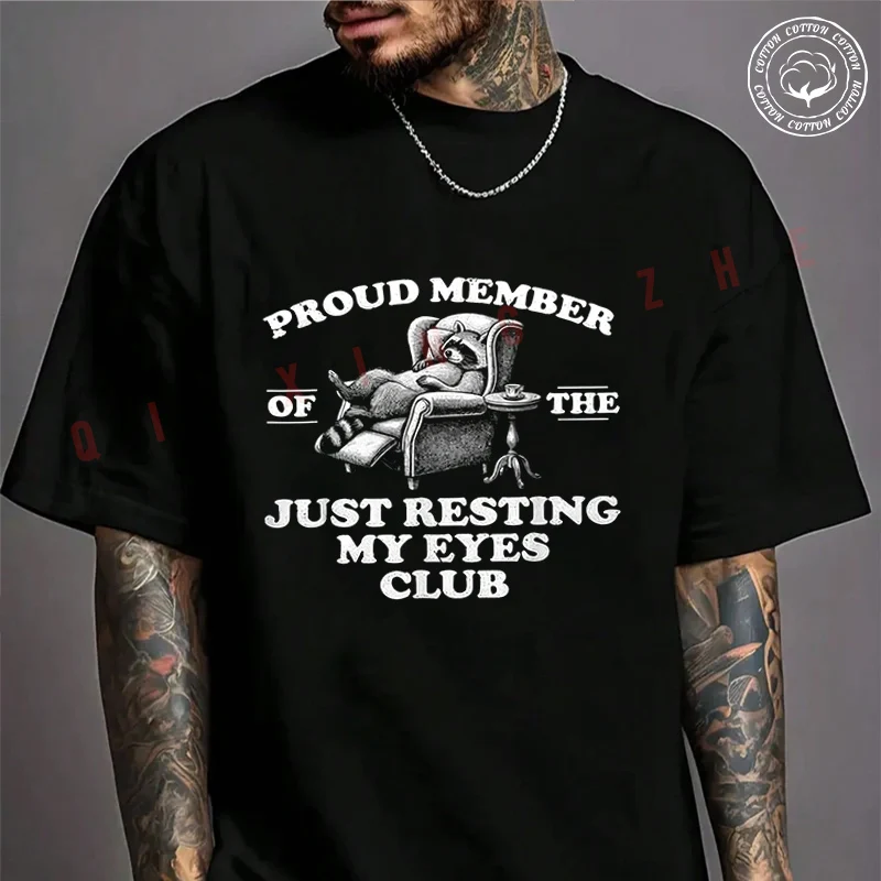 Proud Member Of The Just Resting My Eyes Club Raccoon Dad Moto T-Shirt Men's Cotton Summer Casual Short Sleeve Round Neck Tees
Proud Member Of The Just Resting My Eyes Club Raccoon Dad Moto T-Shirt Men's Cotton Summer Casual Short Sleeve Round Neck Tees