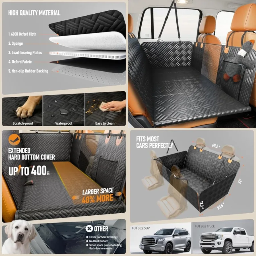 Dog Car Seat Cover for Back Seat, Hard Bottom Back Seat Extender for Dogs - Supports 400lbs, Back Seat Pet Cover, Dog Hammock f
Dog Car Seat Cover for Back Seat, Hard Bottom Back Seat Extender for Dogs - Supports 400lbs, Back Seat Pet Cover, Dog Hammock f