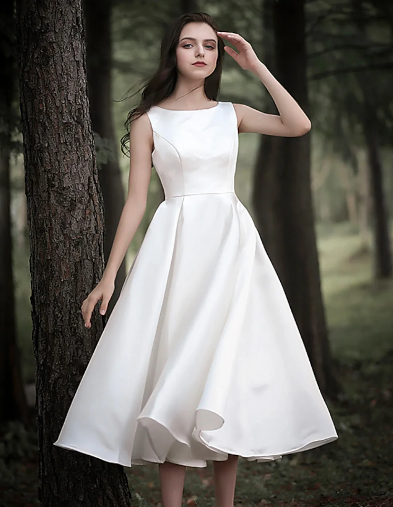 Reception Little White Dresses Wedding Dresses A-Line Scoop Neck Sleeveless Tea Length Satin Bridal Gowns 2024
Reception Little White Dresses Wedding Dresses A-Line Scoop Neck Sleeveless Tea Length Satin Bridal Gowns 2024