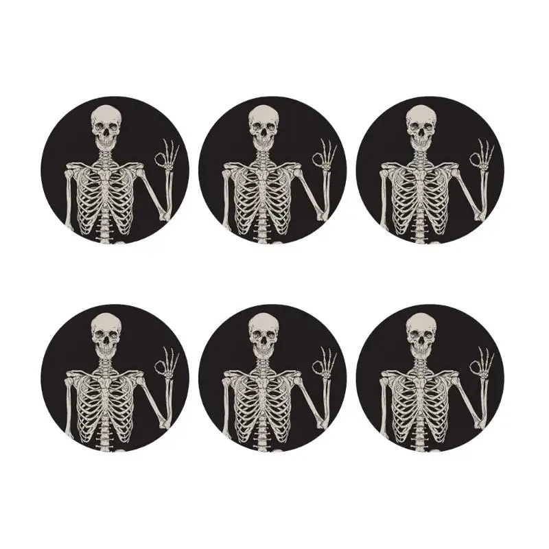 6Pcs Skeleton Skull Pattern Coasters Ceramic Stone Round Cup Mats Table Coasters Unique Gift for Women and Man
6Pcs Skeleton Skull Pattern Coasters Ceramic Stone Round Cup Mats Table Coasters Unique Gift for Women and Man