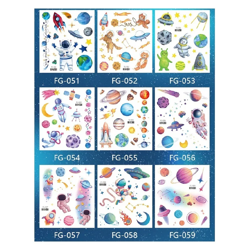 Временные татуировки с блестками, наклейки на тело с космическими планетами и астронавтами для детей, аксессуары для фестивалей, одноразовые водонепроницаемые татуировки
Временные татуировки с блестками, наклейки на тело с космическими планетами и астронавтами для детей, аксессуары для фестивалей, одноразовые водонепроницаемые татуировки