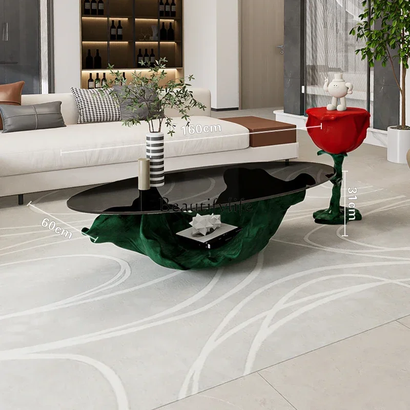 LX Coffee table light luxury high-end designer art tempered glass oval personality
LX Coffee table light luxury high-end designer art tempered glass oval personality
