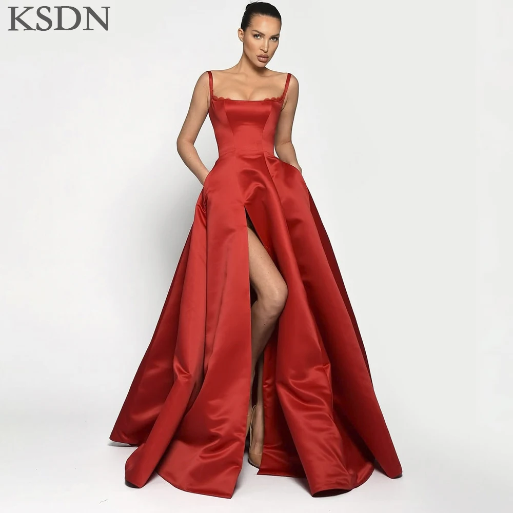 KSDN Elegant Red Evening Dresses Spaghetti Strap Sleeveless Satin A-Line Gowns Special Occasion Side Split Birthday Party Dress
KSDN Elegant Red Evening Dresses Spaghetti Strap Sleeveless Satin A-Line Gowns Special Occasion Side Split Birthday Party Dress