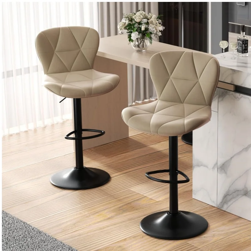 Modern Bar Stools Set of 2, Adjustable Faux Leather Upholstered Swivel Bar Stools, Counter Bar Chairs with Back for Kitchen Isla
Modern Bar Stools Set of 2, Adjustable Faux Leather Upholstered Swivel Bar Stools, Counter Bar Chairs with Back for Kitchen Isla