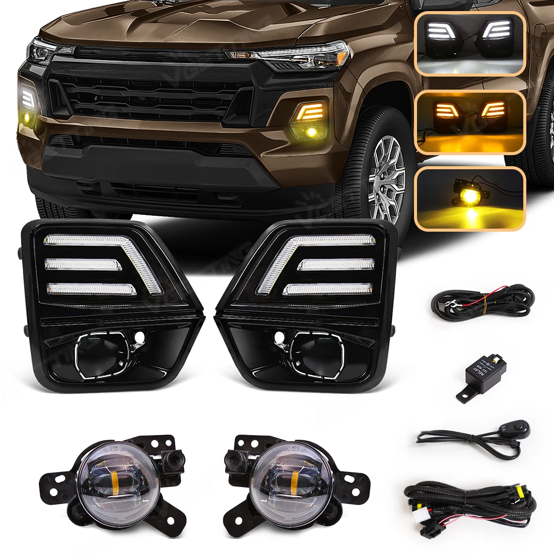 For Chevrolet Colorado 2023 2024 LED DRL Daytime Running Lights Turn Signal Fog Lamps White Yellow Front Bumper Daylights 12V
For Chevrolet Colorado 2023 2024 LED DRL Daytime Running Lights Turn Signal Fog Lamps White Yellow Front Bumper Daylights 12V