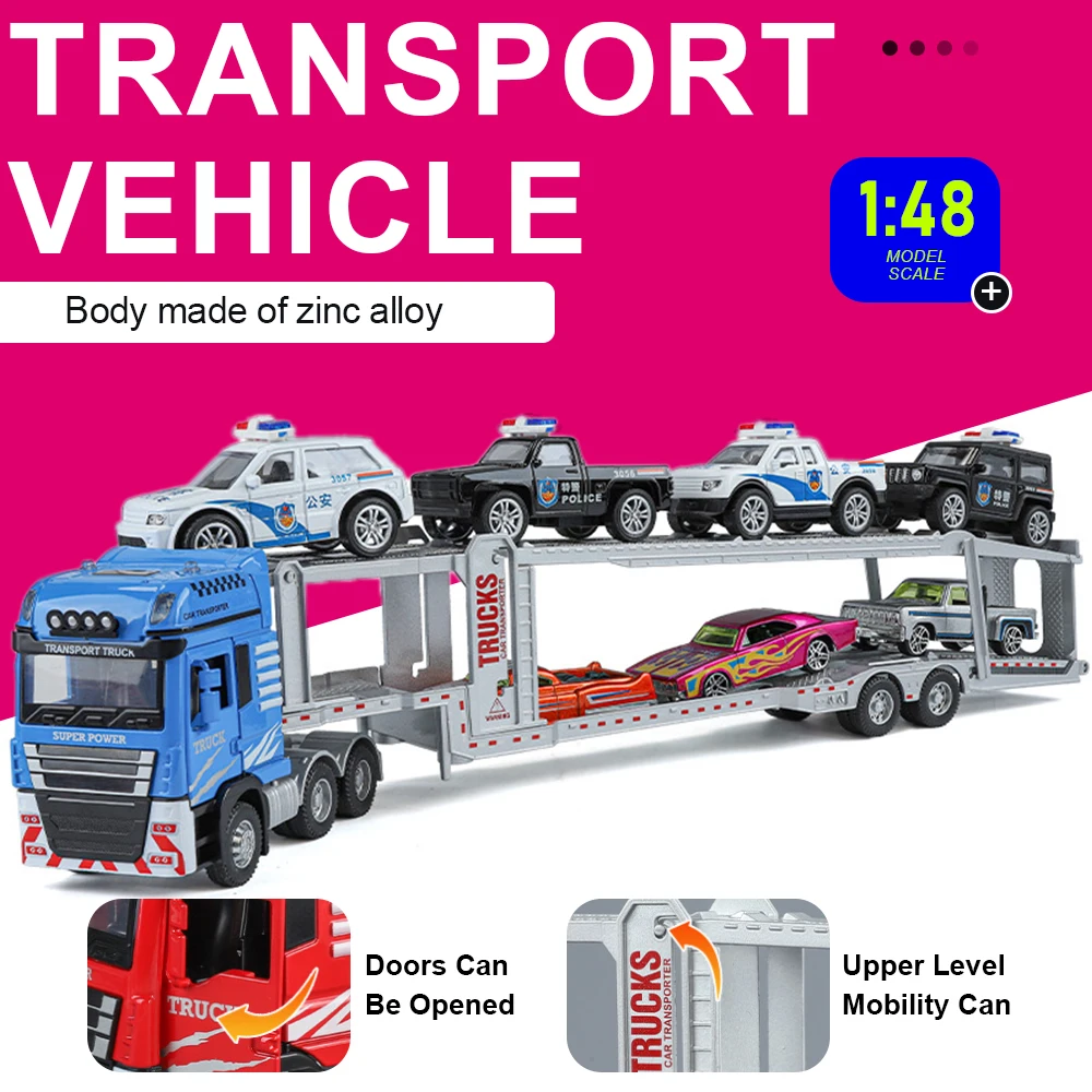 1:48 Double Decker Automobile Transport Vehicle Model Toys Alloy Diecast Doors Opened Trailer Transport Cars Birthday Gifts
1:48 Double Decker Automobile Transport Vehicle Model Toys Alloy Diecast Doors Opened Trailer Transport Cars Birthday Gifts