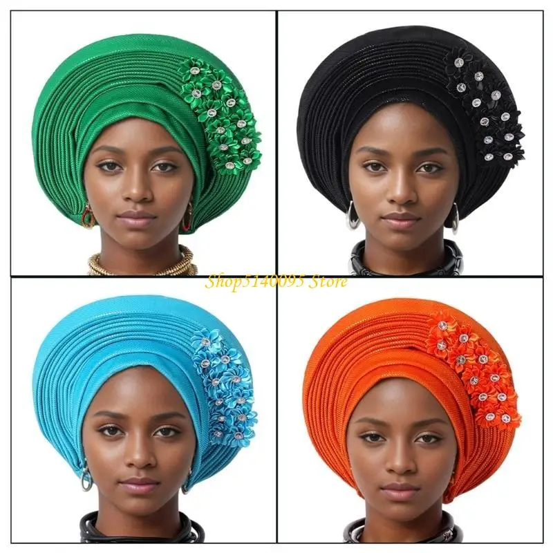 DXAE Popular Turban Hat for Women with Bright Silk African Wedding Bonnet Hat Multilayer African Head Wrap with Flower
DXAE Popular Turban Hat for Women with Bright Silk African Wedding Bonnet Hat Multilayer African Head Wrap with Flower