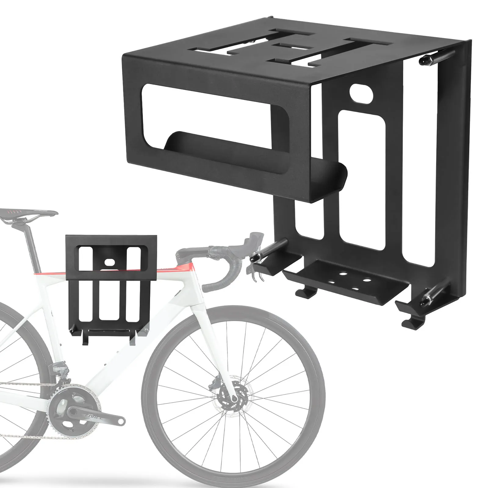 Bike Wall Mount Hanger with Shelf and Hooks Space Saving Horizontal Bicycle Rack Can Hold Up To 55 Lbs for A Single Road
Bike Wall Mount Hanger with Shelf and Hooks Space Saving Horizontal Bicycle Rack Can Hold Up To 55 Lbs for A Single Road