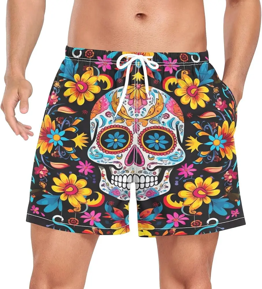 Tropical Leaves And Skull Heads Digital Print Men's Fashion Drawstring Shorts For Summer folwe Outdoor Sports
Tropical Leaves And Skull Heads Digital Print Men's Fashion Drawstring Shorts For Summer folwe Outdoor Sports