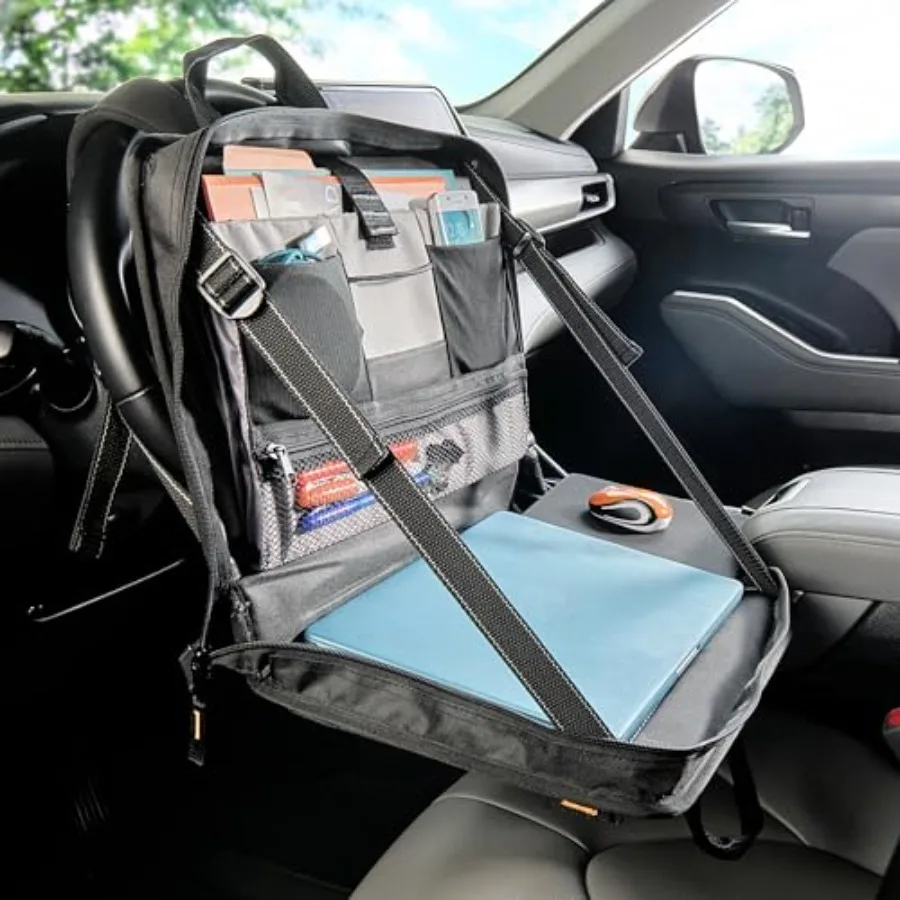 Car Desk for Laptop and Steering Wheel Desk - Portable Car Office Laptop Case with 6 Storage Compartments, Phone Holder, Sturdy
Car Desk for Laptop and Steering Wheel Desk - Portable Car Office Laptop Case with 6 Storage Compartments, Phone Holder, Sturdy