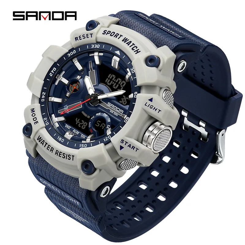 SANDA Men's Sports Watch Dual Screen Waterproof 50M Shockproof Military Strap Multi functional LED Light Fashion G Style
SANDA Men's Sports Watch Dual Screen Waterproof 50M Shockproof Military Strap Multi functional LED Light Fashion G Style