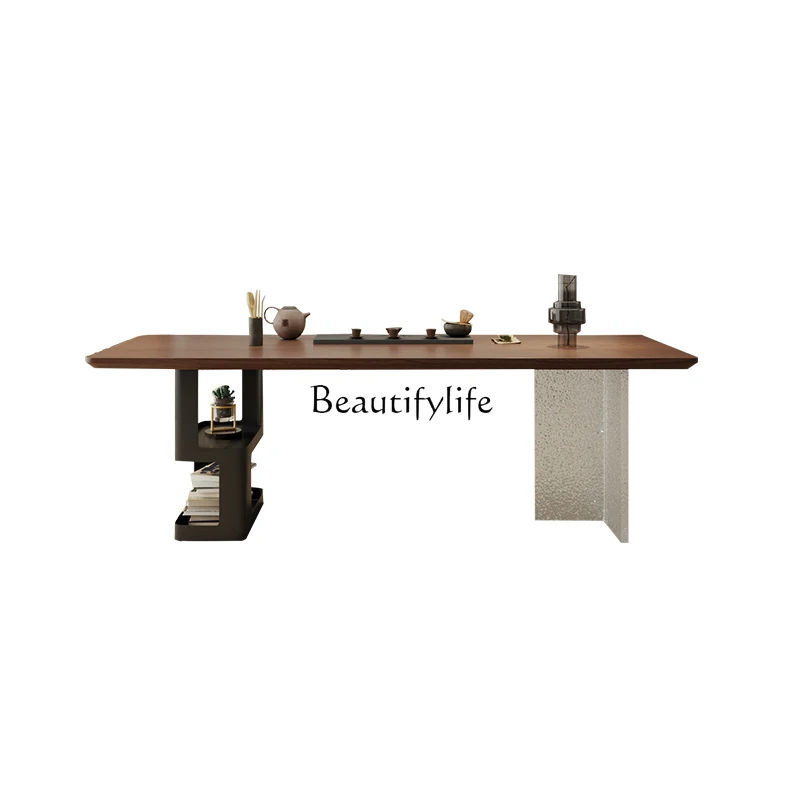 Acrylic suspended solid wood tea table and chair combination large board tea table modern and simple
Acrylic suspended solid wood tea table and chair combination large board tea table modern and simple
