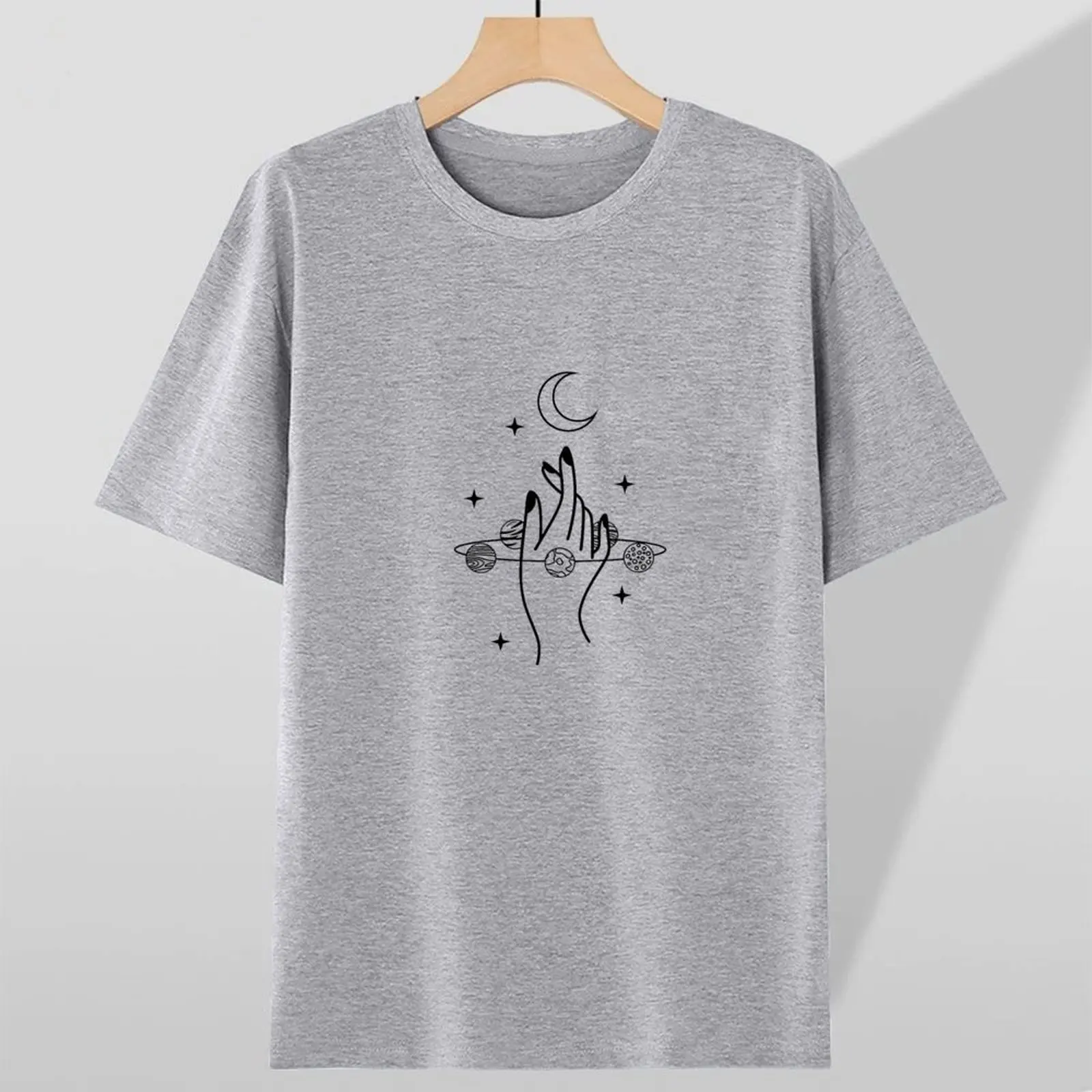 Artistic Minimalist Finger & Moon Print Crew Neck Short Sleeve O-neck Tops Breathable Cotton Women Clothing Couple Clothes
Artistic Minimalist Finger & Moon Print Crew Neck Short Sleeve O-neck Tops Breathable Cotton Women Clothing Couple Clothes