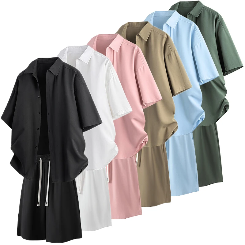 Summer Two-Piece Men's Ice Silk Sets Shirts and Shorts Casual Outfits Quick Dry Short Suit Plain Clothes Clean Cool Loose Sets
Summer Two-Piece Men's Ice Silk Sets Shirts and Shorts Casual Outfits Quick Dry Short Suit Plain Clothes Clean Cool Loose Sets