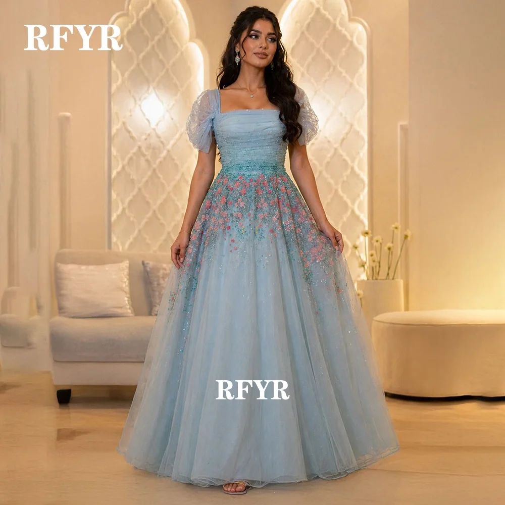 RFYR Blue A Line Evening Party Gowns with Beads Floral Prom Dress Fluffy Luxury Celebrity Dress for Princess Customized
RFYR Blue A Line Evening Party Gowns with Beads Floral Prom Dress Fluffy Luxury Celebrity Dress for Princess Customized