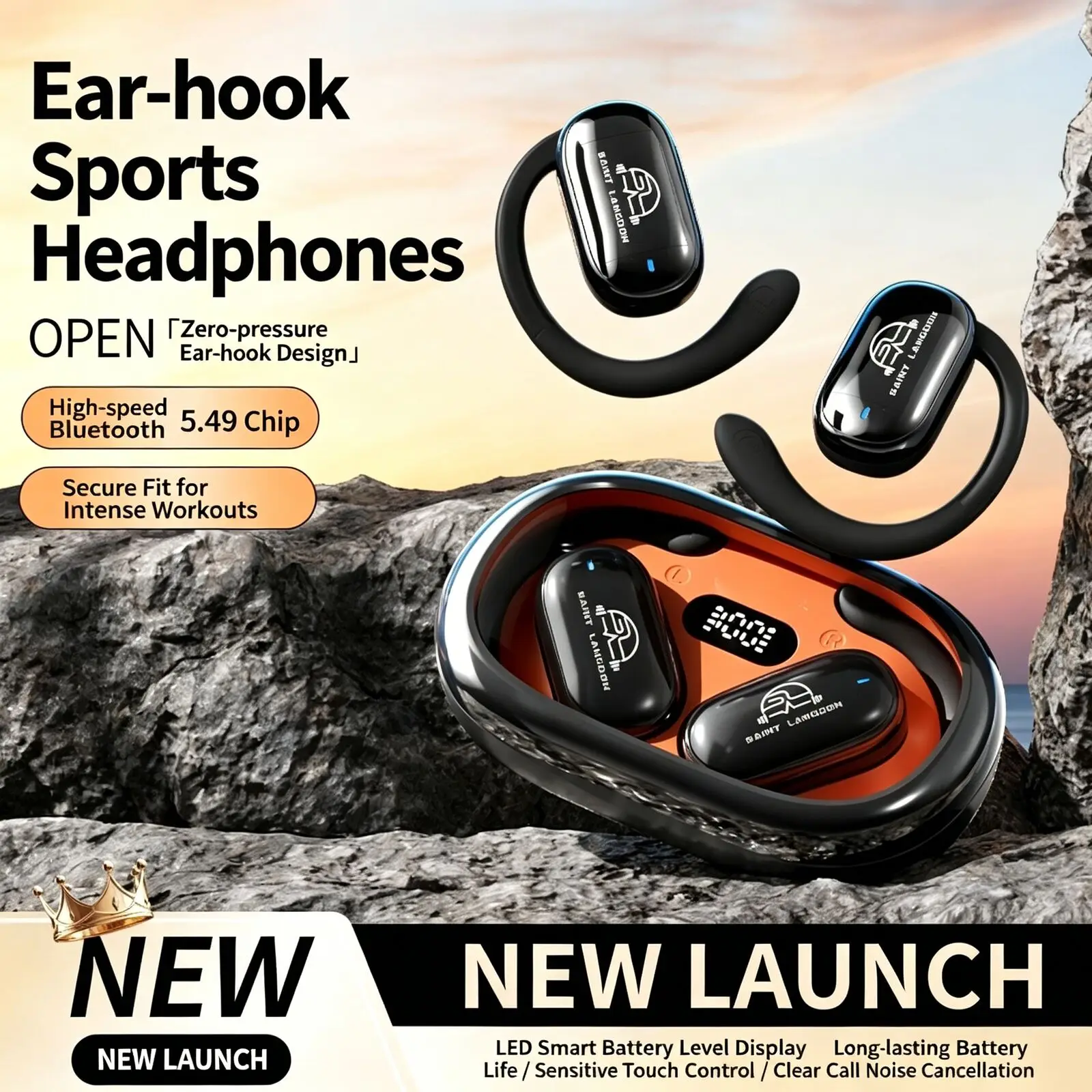 Bluetooth 5.4 OWS Earhook 180° Rotating Wireless Non-In-Ear Power Digital Display Long Battery Life Smart Touch Sports Headphone
Bluetooth 5.4 OWS Earhook 180° Rotating Wireless Non-In-Ear Power Digital Display Long Battery Life Smart Touch Sports Headphone
