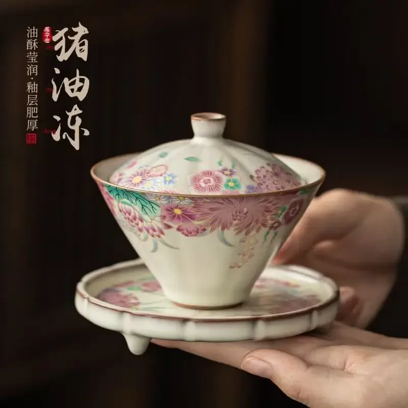 1Pc 125ML Lard Frozen Small Garden Hat Cover Bowl Retro Household Three Talents Tea Bowl Kung Fu TeaSet Ceramic Teacup with Lid
1Pc 125ML Lard Frozen Small Garden Hat Cover Bowl Retro Household Three Talents Tea Bowl Kung Fu TeaSet Ceramic Teacup with Lid