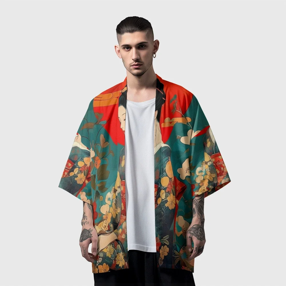Japanese Style Geisha Print cardigan Kimono Fashion Casual Cardigan Yukata Summer Beach Men Women Traditional Haori Plus Size
Japanese Style Geisha Print cardigan Kimono Fashion Casual Cardigan Yukata Summer Beach Men Women Traditional Haori Plus Size