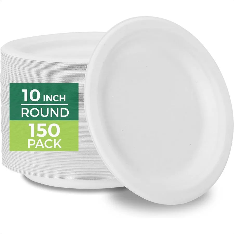 Paper Plates Disposable 10" Plate Biodegradable Sugarcane Fiber Dinner Plates Heavy Duty Dinnerware for Hot Food Microwave and
Paper Plates Disposable 10" Plate Biodegradable Sugarcane Fiber Dinner Plates Heavy Duty Dinnerware for Hot Food Microwave and