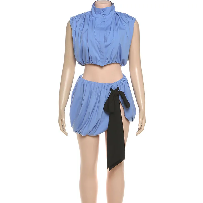 Sexy 2 Piece Woman Turtleneck Sleeveless Cropped Top and Big Bow Ruched Mini Skirt Matching Sets 2026 Autumn Fashion Skirts Suit
Sexy 2 Piece Woman Turtleneck Sleeveless Cropped Top and Big Bow Ruched Mini Skirt Matching Sets 2026 Autumn Fashion Skirts Suit