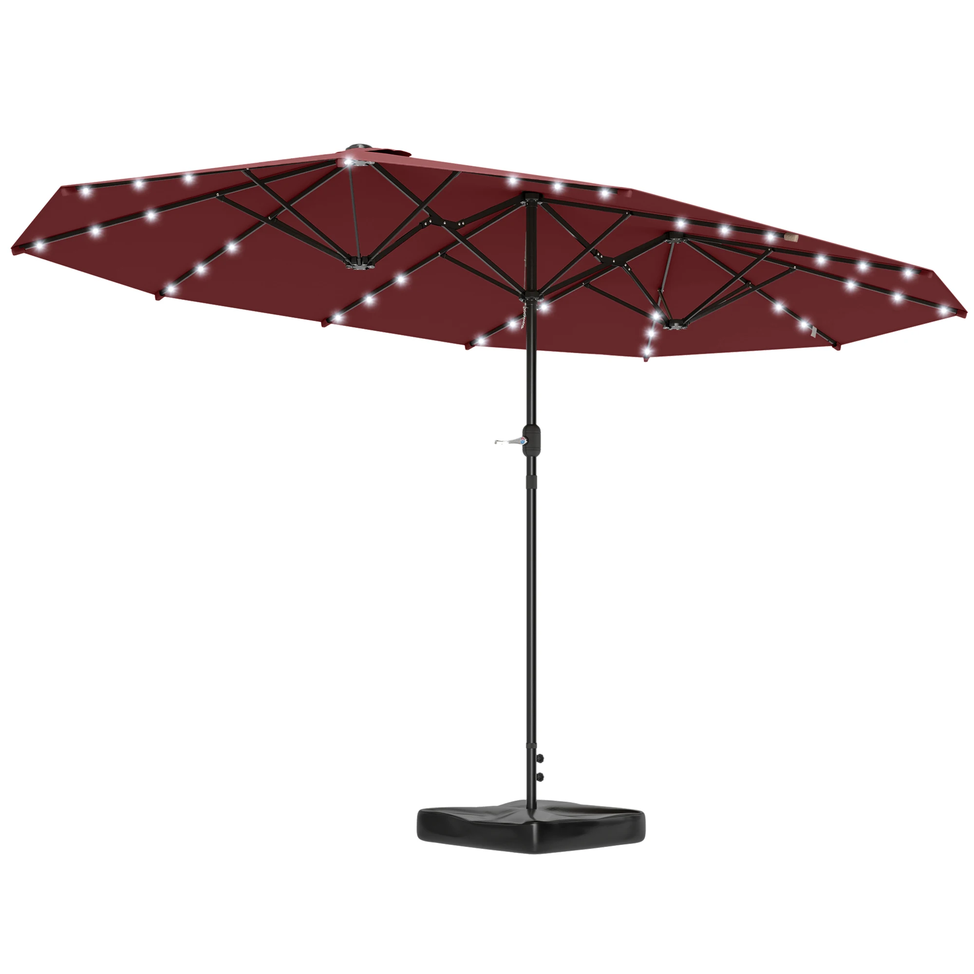 Garden Parasol 14.4ft Double-Sided Sun Umbrella with Base, Patio Parasol with Led Solar Lights, Wine Red
Garden Parasol 14.4ft Double-Sided Sun Umbrella with Base, Patio Parasol with Led Solar Lights, Wine Red