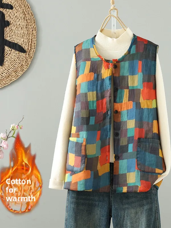 Korean Japanese High End Cotton Thiened Vest Women's Retro Color Blo Warm Svel oulder Pad Vest Winter Outerwear
Korean Japanese High End Cotton Thiened Vest Women's Retro Color Blo Warm Svel oulder Pad Vest Winter Outerwear