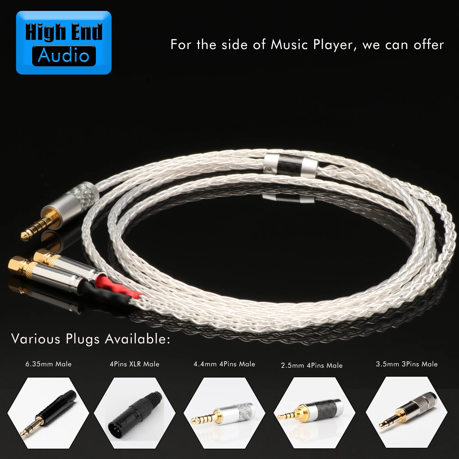 Preffair 6N OCC Silver plated 3.5mm Headphone Cable with Gold plated 3.5 4.4 2.5mm XLR plug for HE6 HE5 HE400 HE500
Preffair 6N OCC Silver plated 3.5mm Headphone Cable with Gold plated 3.5 4.4 2.5mm XLR plug for HE6 HE5 HE400 HE500