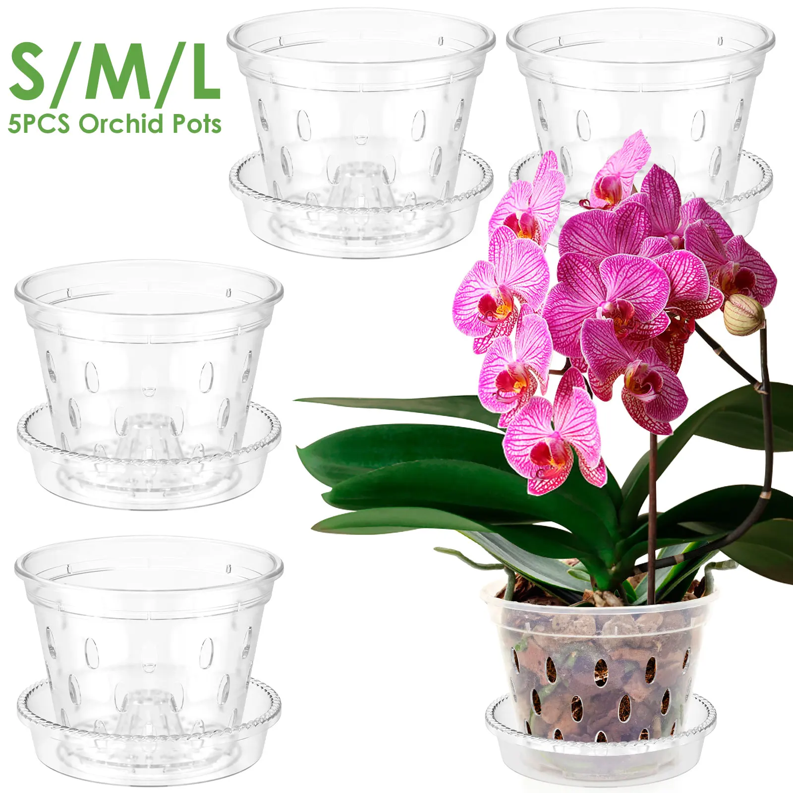 4/5/6 Inch Flower Plant Pot Clear Orchid Pot with Holes and Saucers Sturdy Plastic Slotted Nursery Pots Gardening Accessories
4/5/6 Inch Flower Plant Pot Clear Orchid Pot with Holes and Saucers Sturdy Plastic Slotted Nursery Pots Gardening Accessories