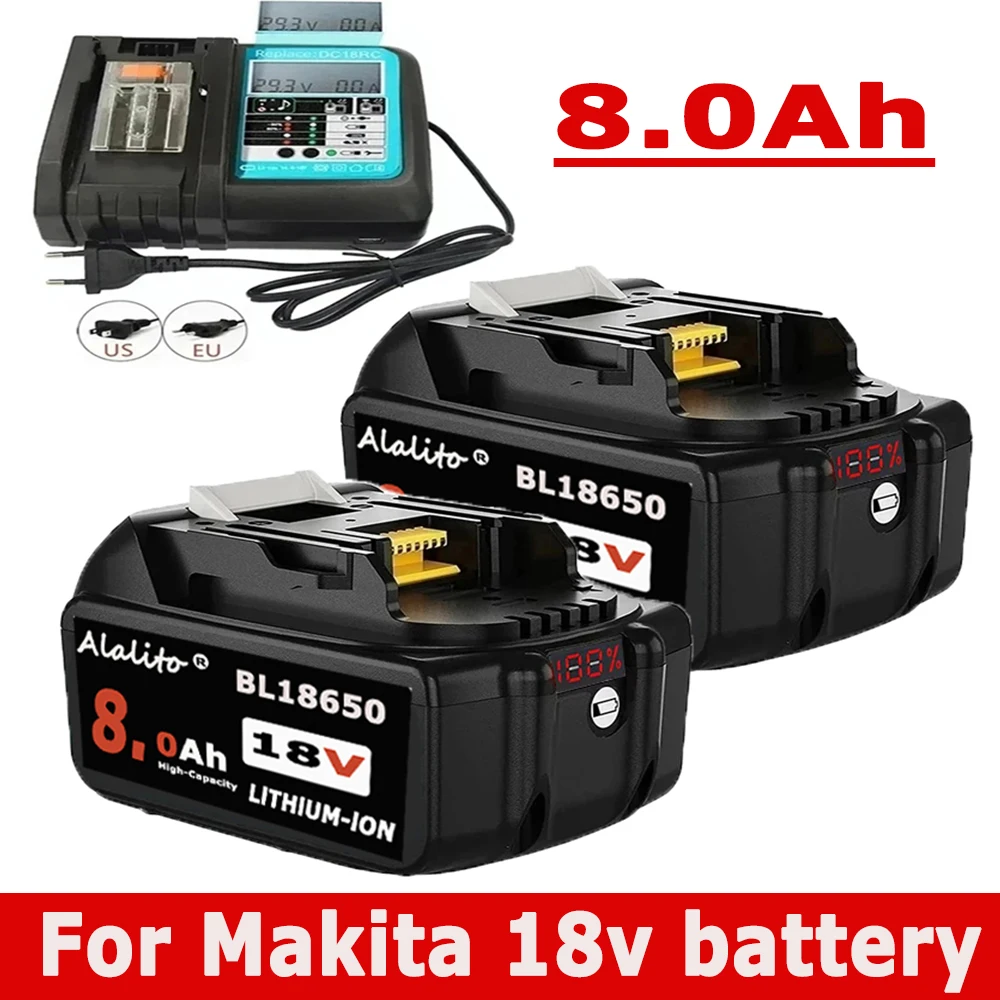 For Makita 18v 8.0Ah electric tools rechargeable lithium-ion battery 18V battery BL1840 BL1850 BL1860 with LED display screen
For Makita 18v 8.0Ah electric tools rechargeable lithium-ion battery 18V battery BL1840 BL1850 BL1860 with LED display screen