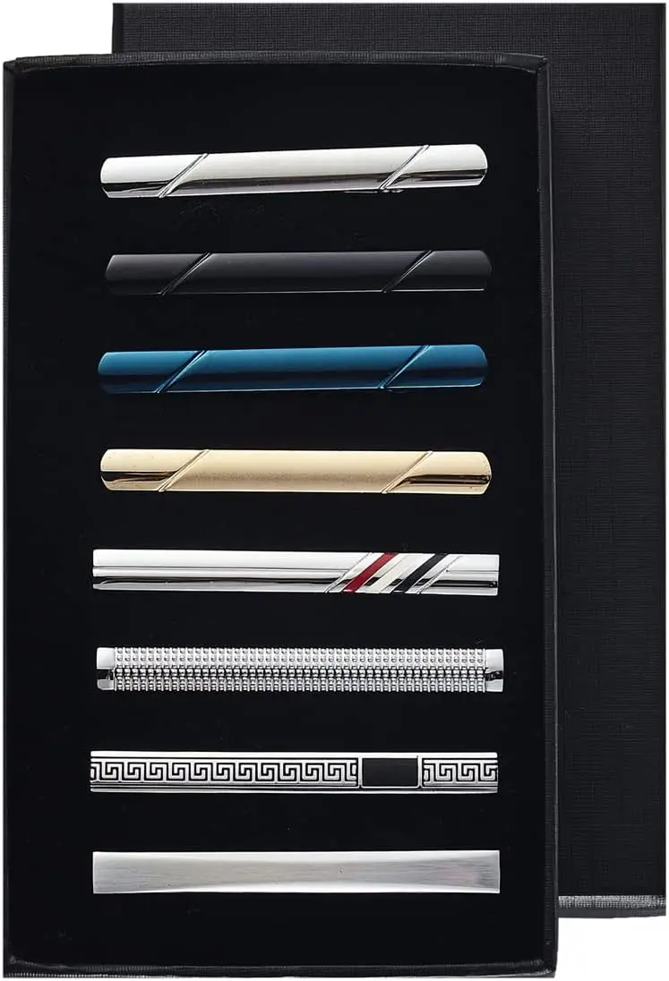 8Pcs Tie Clips for Men,Black Gold Blue Silver Tie Bar Clip Set for Regular,Tie Bar Clip is a Gift for Father,and Lover
8Pcs Tie Clips for Men,Black Gold Blue Silver Tie Bar Clip Set for Regular,Tie Bar Clip is a Gift for Father,and Lover