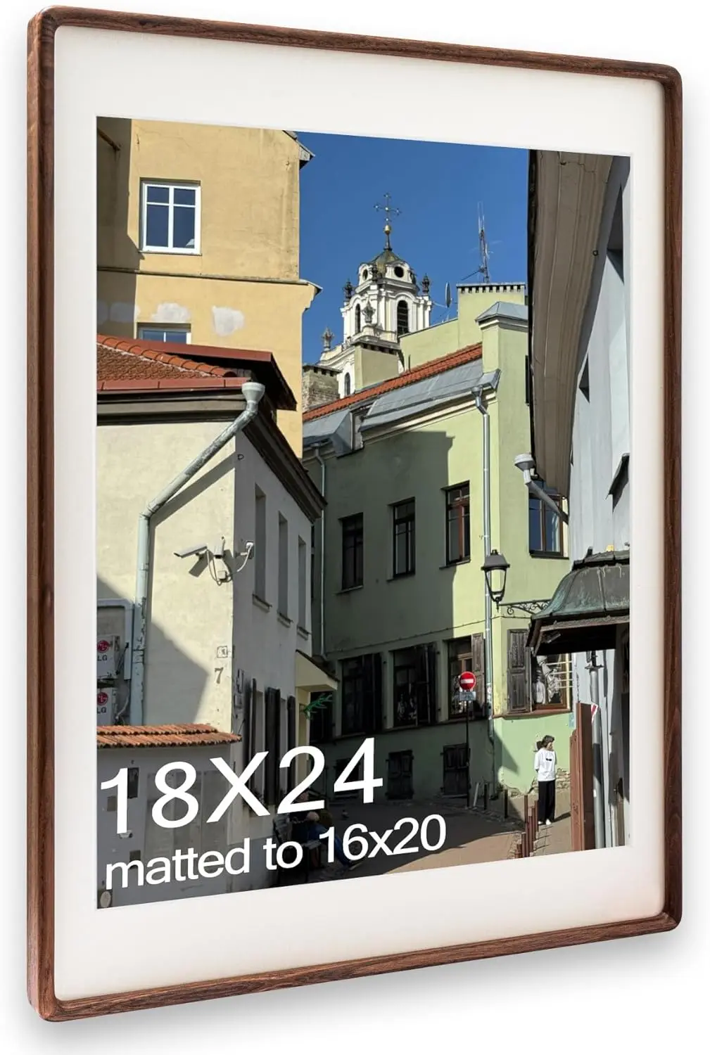 18x24 Walnut Wood Poster Frame with Mat for 16x20, Rounded Corner, Horizontal or Vertical Wall Mount
18x24 Walnut Wood Poster Frame with Mat for 16x20, Rounded Corner, Horizontal or Vertical Wall Mount