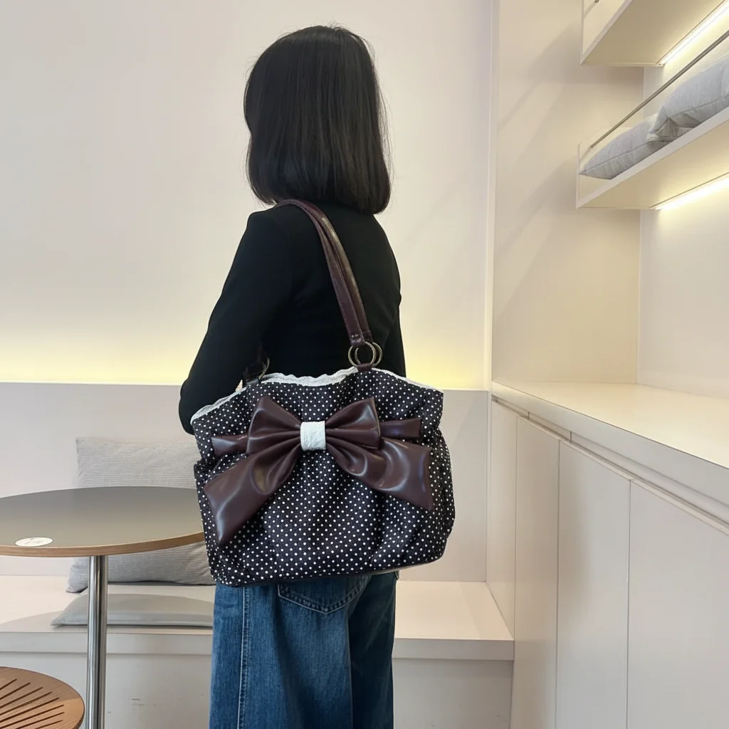 Trendy Vintage Women's Bow Handbag Y2k Aesthetic Dot Lady Shoulder Bags Casual Chic All Match Ins Underarm Bag Streetwear
Trendy Vintage Women's Bow Handbag Y2k Aesthetic Dot Lady Shoulder Bags Casual Chic All Match Ins Underarm Bag Streetwear