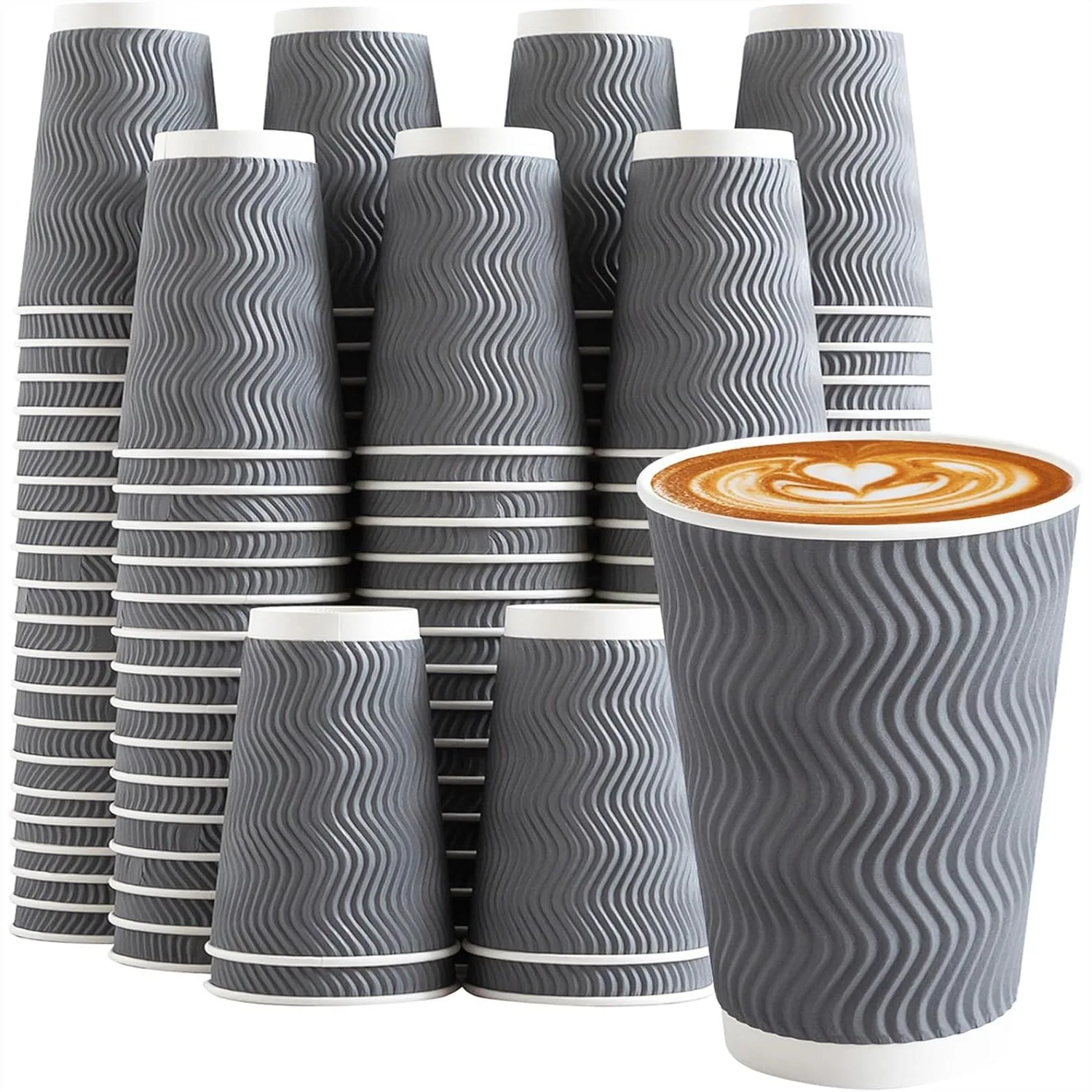 120 Pack 12 oz Disposable Paper Cups with Insulated Ripple Wall for Hot or Cold Drinks, Office Home Cafe Party Travel Gray
120 Pack 12 oz Disposable Paper Cups with Insulated Ripple Wall for Hot or Cold Drinks, Office Home Cafe Party Travel Gray