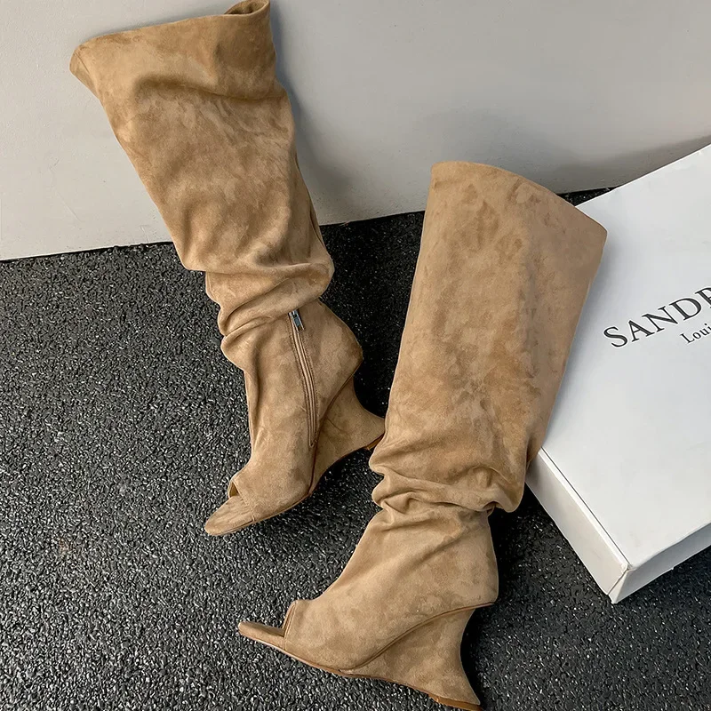 Wedge Peep Toe Sandal Boots Over-the-knee High Boots Strange Super High Heel Side Zip Stretch Fabric Solid Spring Women Shoes
Wedge Peep Toe Sandal Boots Over-the-knee High Boots Strange Super High Heel Side Zip Stretch Fabric Solid Spring Women Shoes