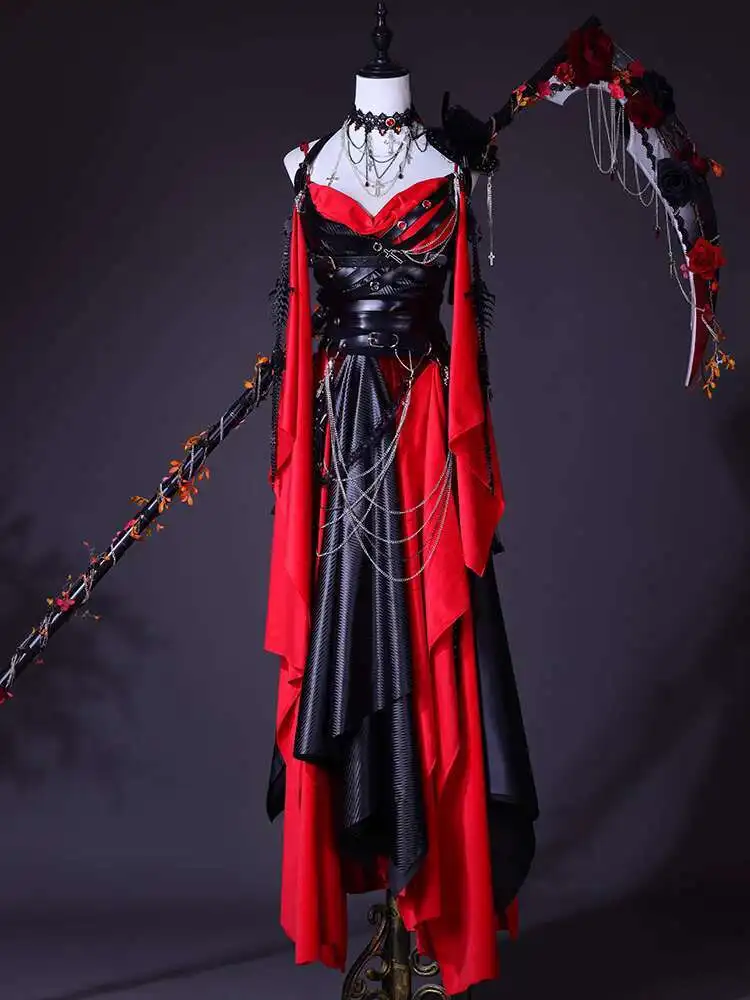 Dragon Knight Vampire Party Halloween Costume Dark Red Leather Velvet PU Dress Set
Dragon Knight Vampire Party Halloween Costume Dark Red Leather Velvet PU Dress Set