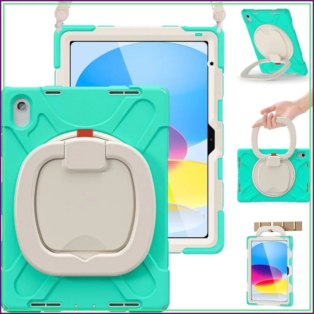 Shockproof Silicone Case for iPad 11th/10th Gen 11"/10.9" 2025/2022 with Screen Protector, Pencil Holder, Swivel Handle Grip, Kickstand & Shoulder Strap
Shockproof Silicone Case for iPad 11th/10th Gen 11"/10.9" 2025/2022 with Screen Protector, Pencil Holder, Swivel Handle Grip, Kickstand & Shoulder Strap