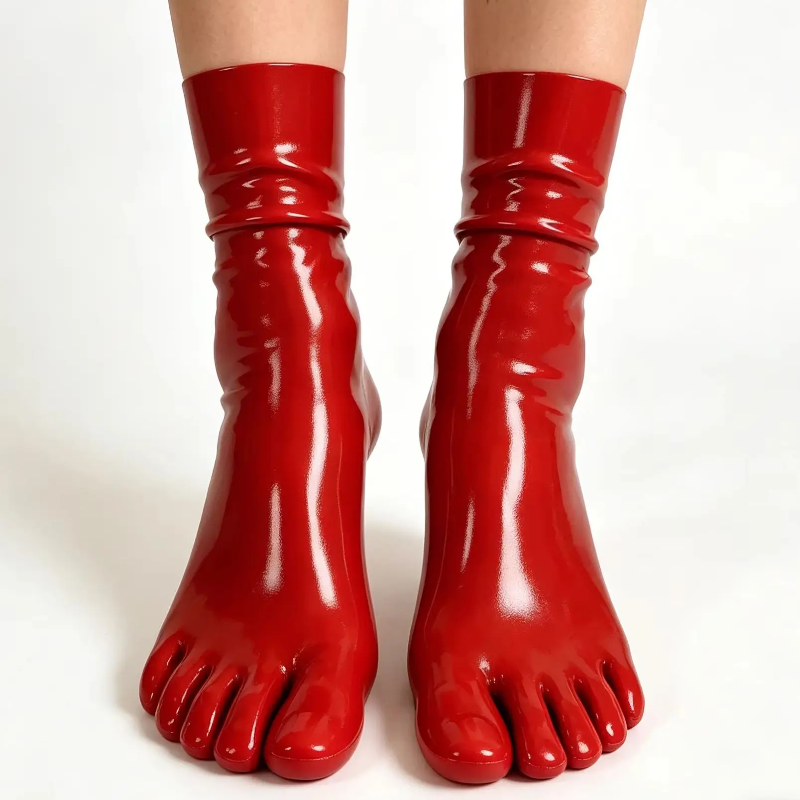 Unisex Red Latex Five Toe Socks Glossy Stretch Rubber Socks
Unisex Red Latex Five Toe Socks Glossy Stretch Rubber Socks 