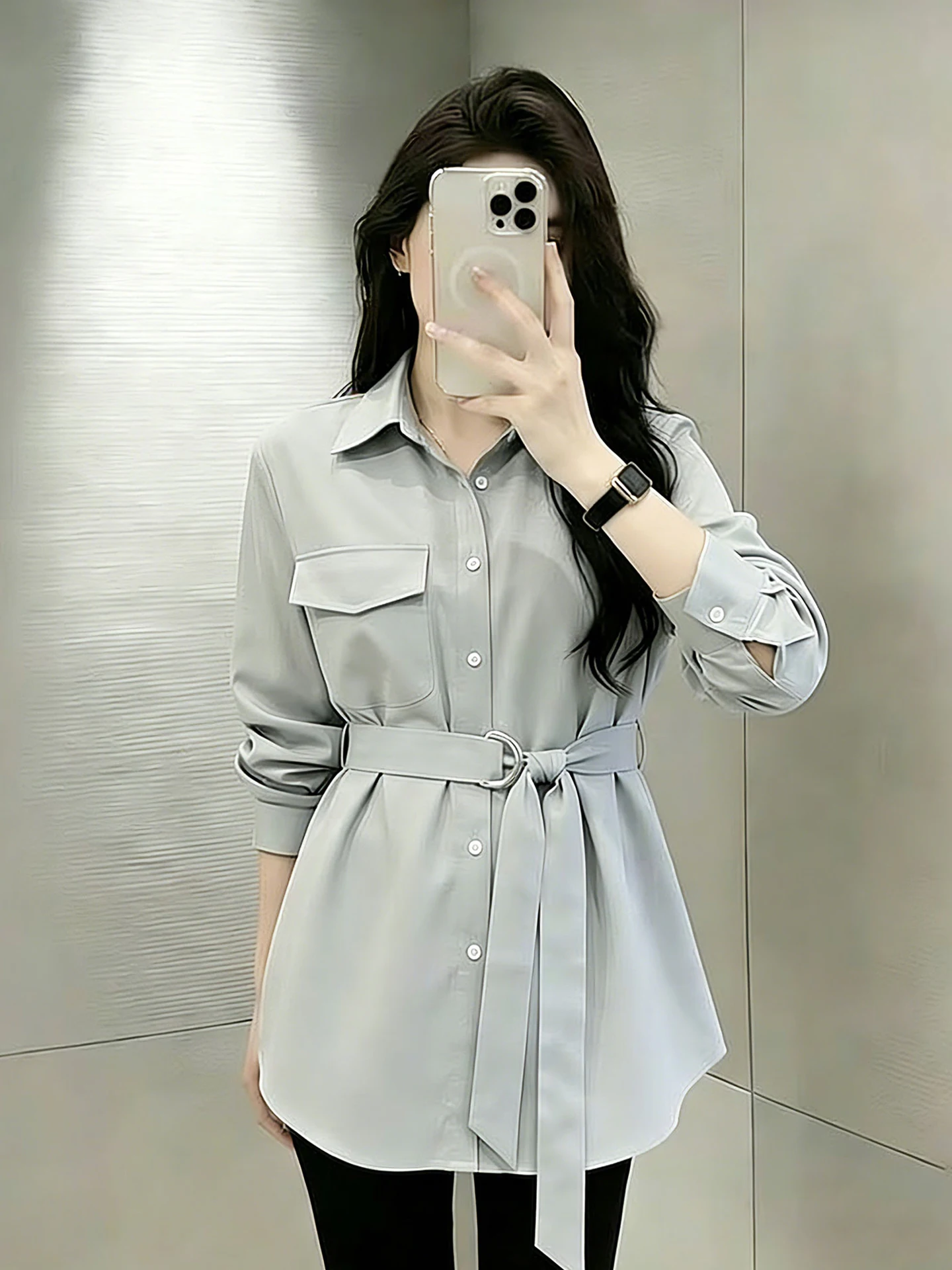 Slimming Long Sleeve Shirt Spring Fashion Pure Color Single Button Stand Collar Commute Style Women's Premium Shirt Design
Slimming Long Sleeve Shirt Spring Fashion Pure Color Single Button Stand Collar Commute Style Women's Premium Shirt Design