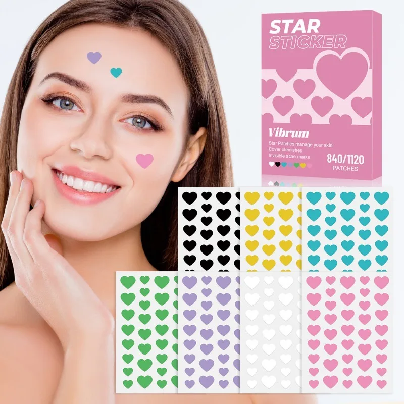 1120pcs/box Colorful Heart-Type Pimple Removal Sticker Breathable Hydrocolloid Anti-Acne Spots Marks Concealer Makeup Acne Patch
1120pcs/box Colorful Heart-Type Pimple Removal Sticker Breathable Hydrocolloid Anti-Acne Spots Marks Concealer Makeup Acne Patch