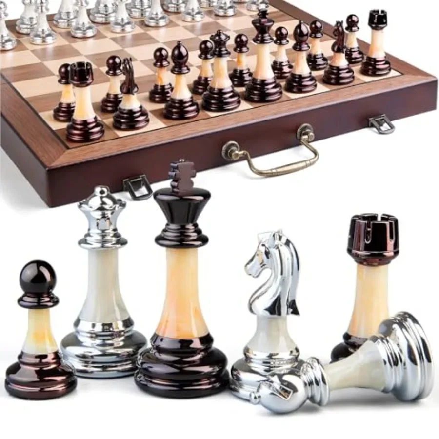 Chess Set for Beginners and Professionals: Wooden Folding Board 16.5'',Weighted Acrylic Pieces, 3.5 King, Brown/Black, Storage
Chess Set for Beginners and Professionals: Wooden Folding Board 16.5'',Weighted Acrylic Pieces, 3.5 King, Brown/Black, Storage