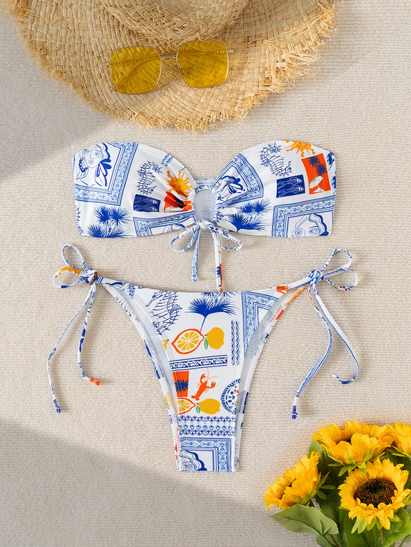 Ladies Floral Print Tube Top Bikini 2-Piece Set Swimwear Ensemble
Ladies Floral Print Tube Top Bikini 2-Piece Set Swimwear Ensemble